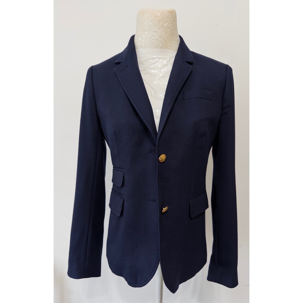 J.Crew Women's Schoolboy Blazer sz 2 Navy Blue Wool Blend preppy office academia